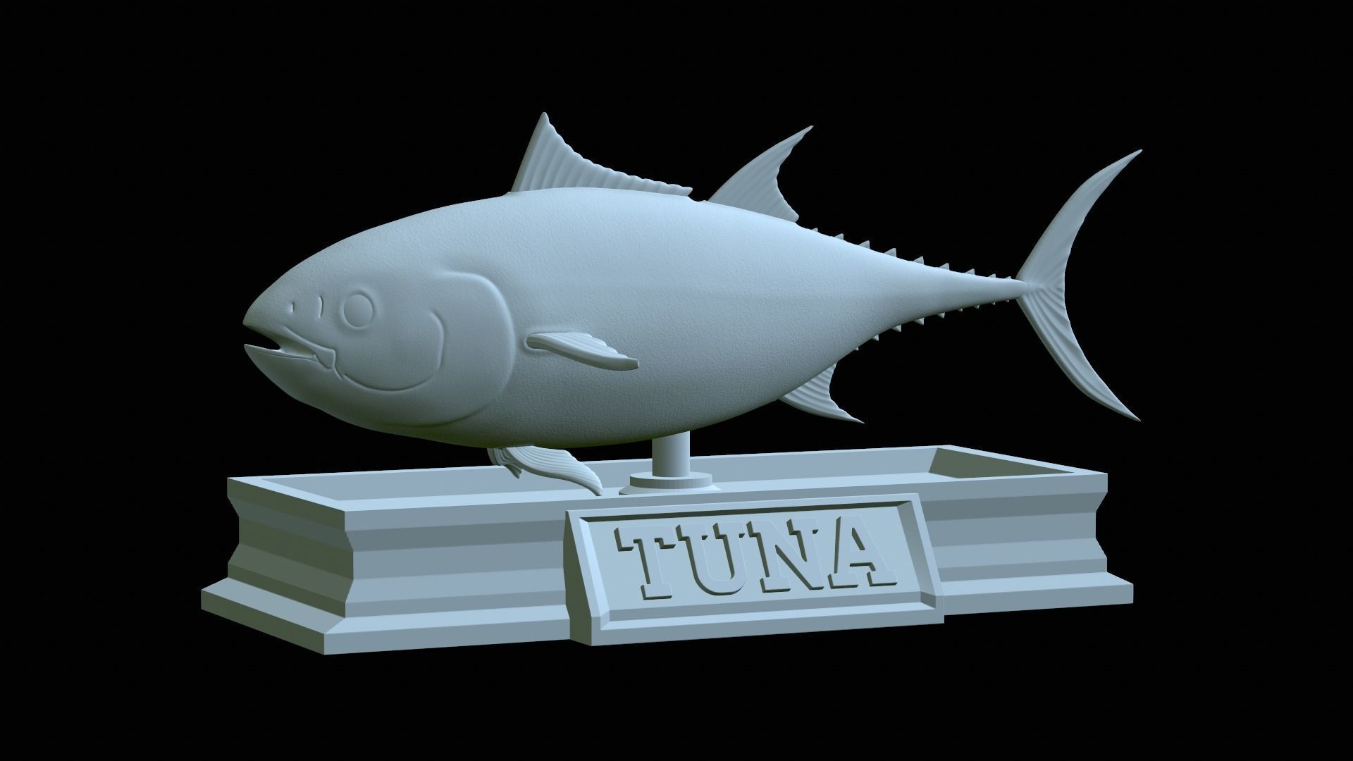 fish tuna bluefin statue detailed texture 3D print model_2