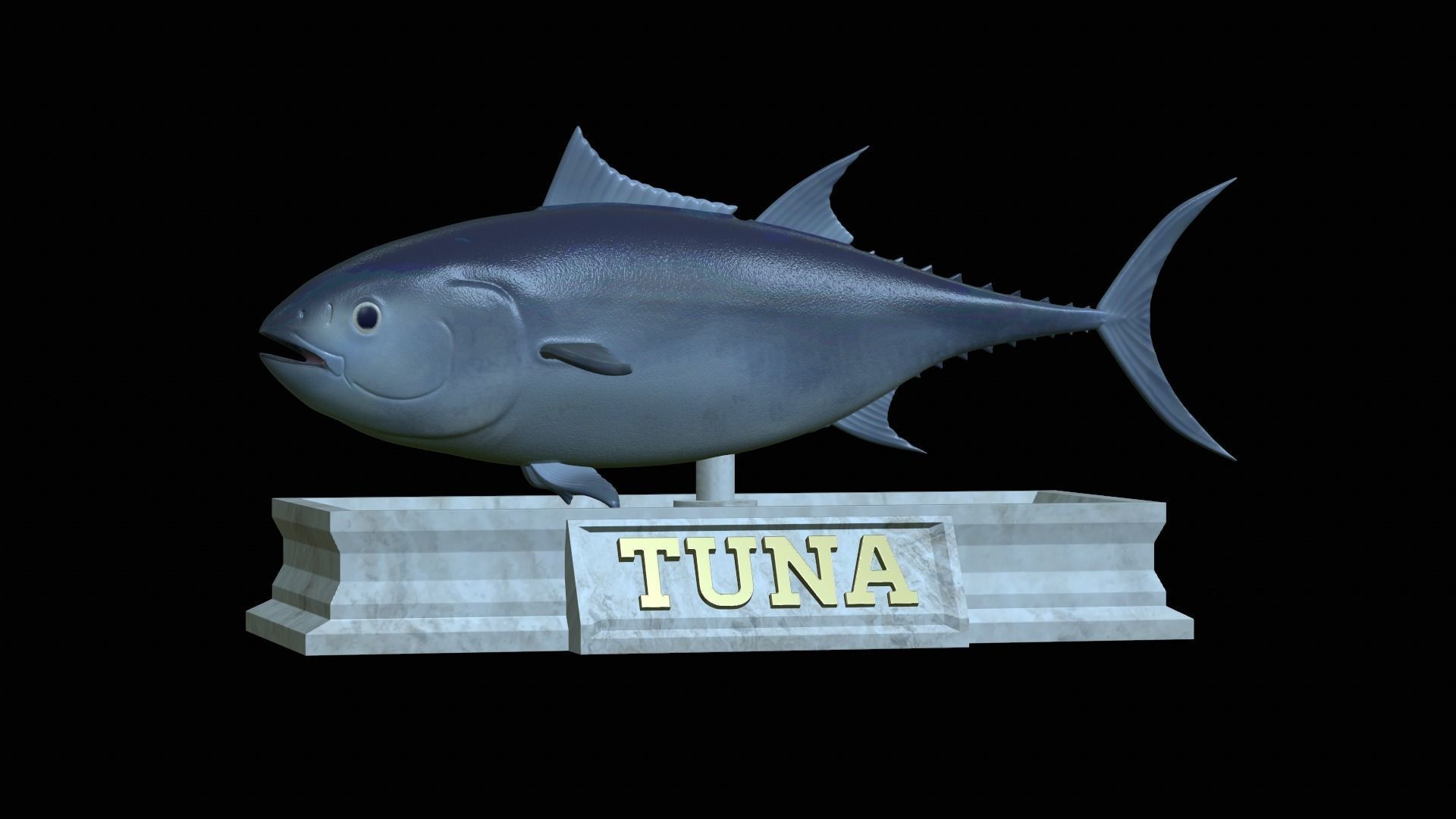 fish tuna bluefin statue detailed texture 3D print model_7