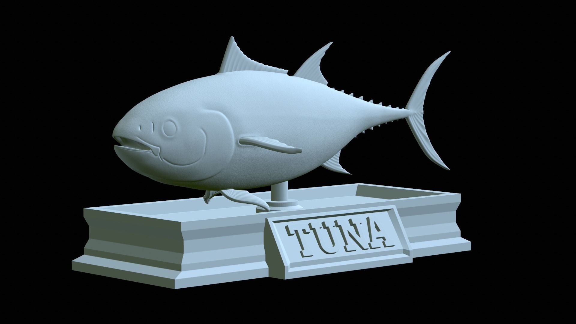 fish tuna bluefin statue detailed texture 3D print model_20
