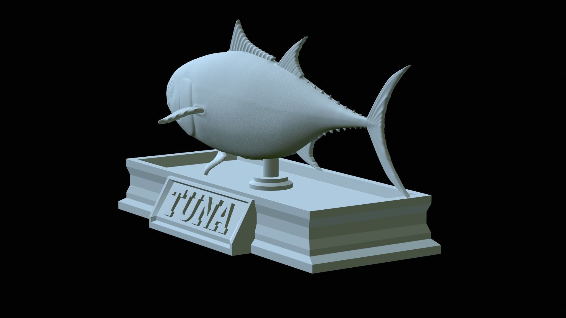 fish tuna bluefin statue detailed texture 3D print model_13