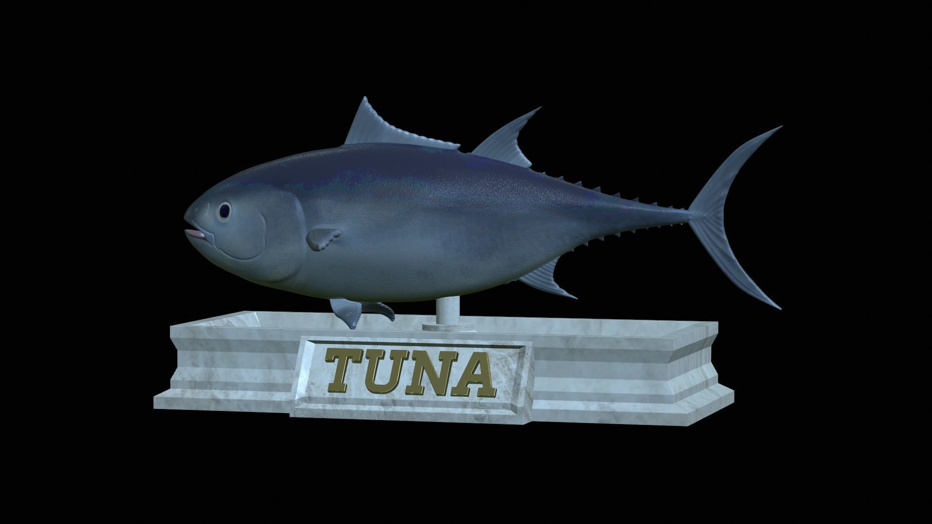 fish tuna bluefin statue detailed texture 3D print model_6