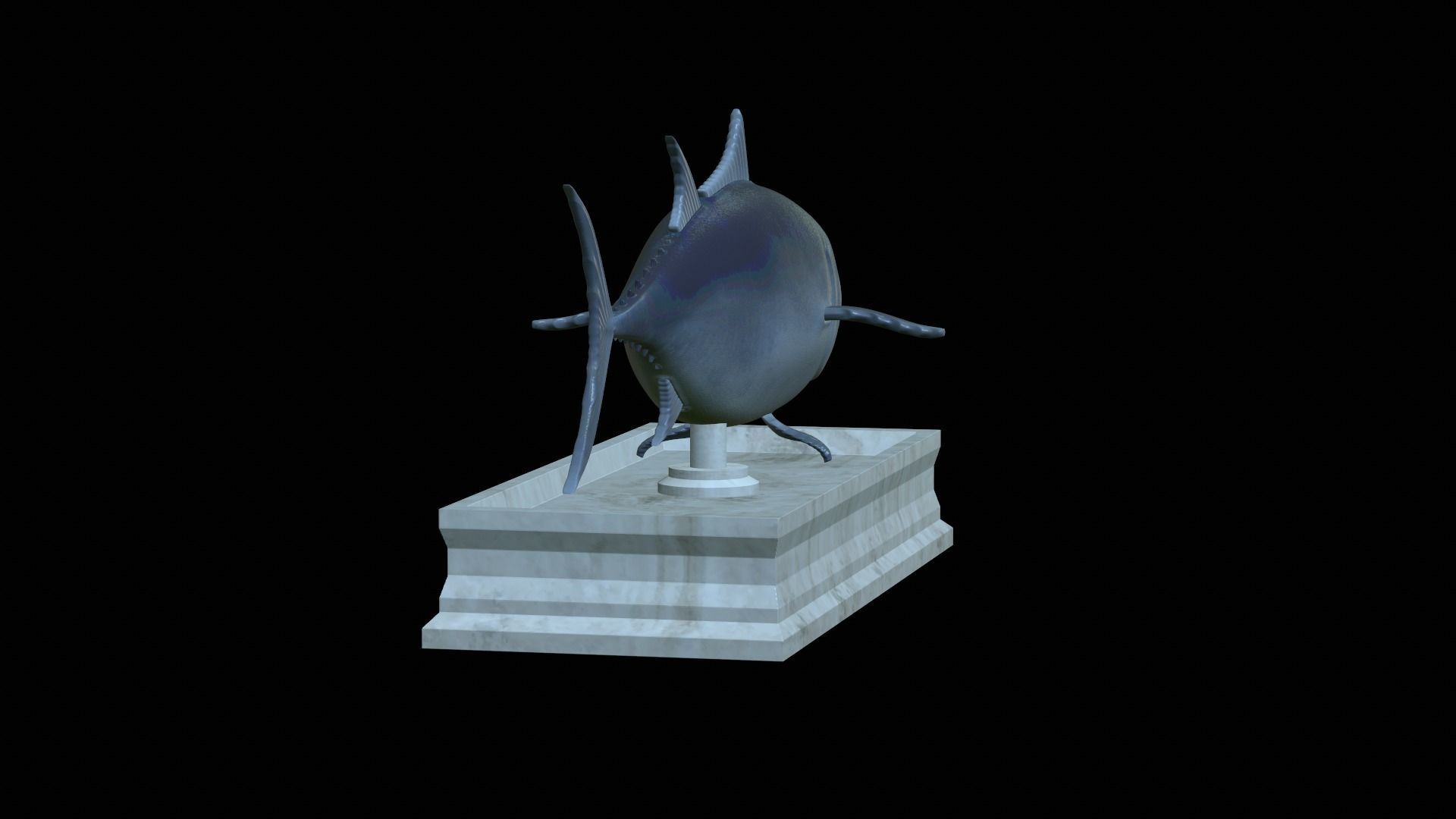fish tuna bluefin statue detailed texture 3D print model_3