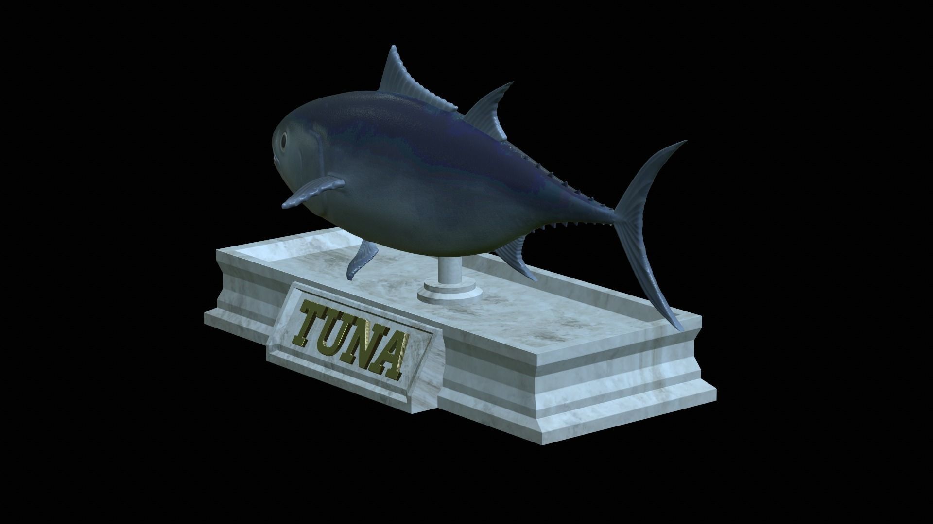 fish tuna bluefin statue detailed texture 3D print model_5