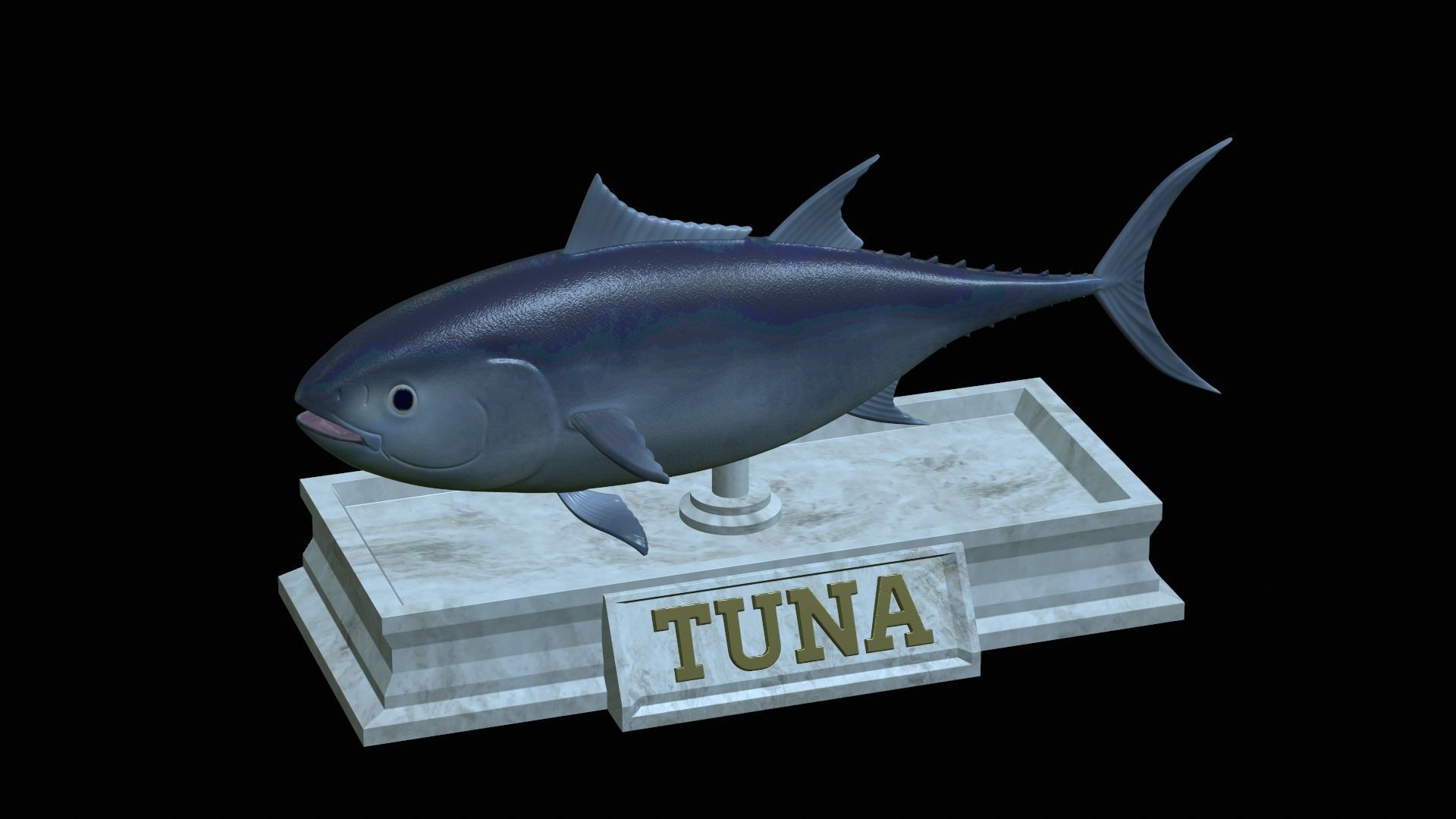 fish tuna bluefin statue detailed texture 3D print model_8