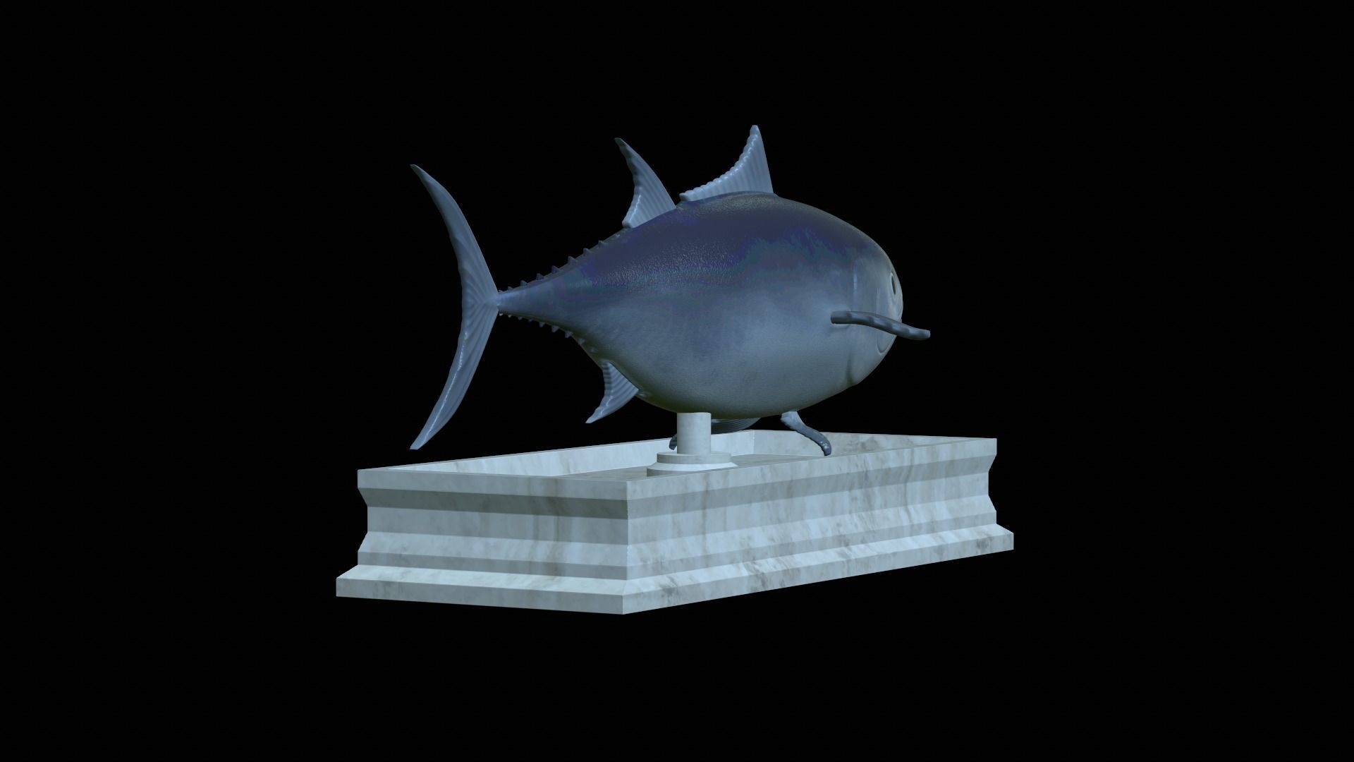 fish tuna bluefin statue detailed texture 3D print model_27