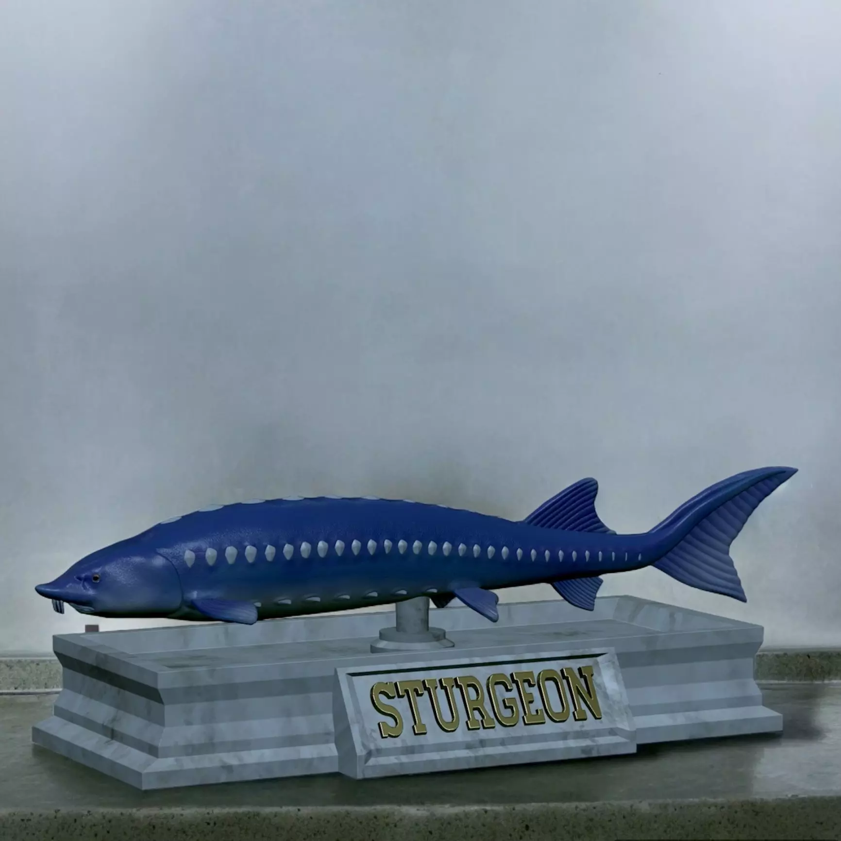 fish sturgeon statue detailed texture 3D print model