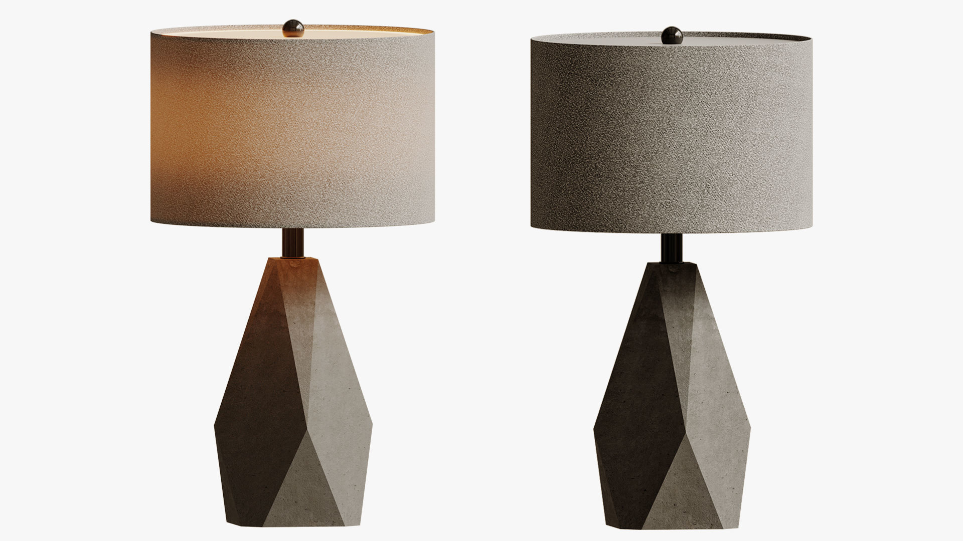 Geometric Gray Faceted Table Lamp 3D model_1