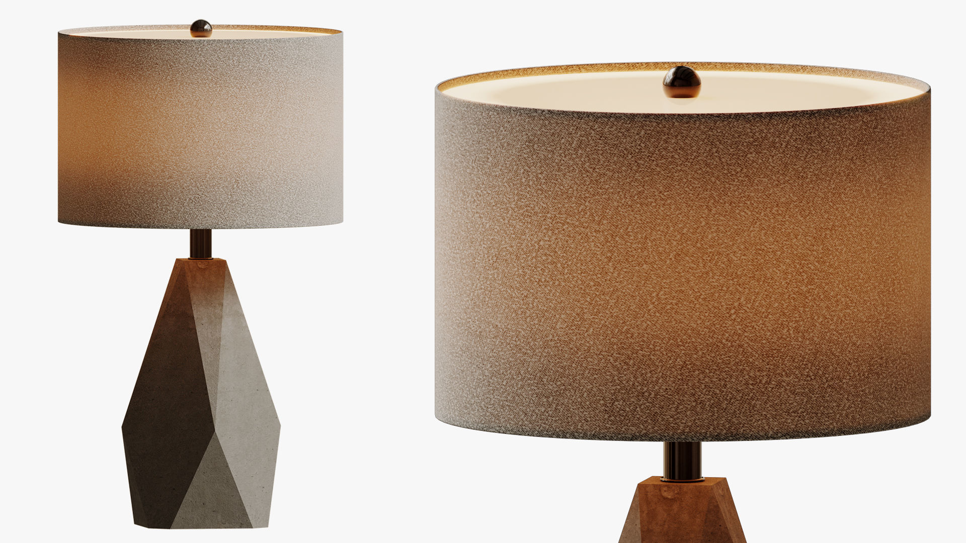 Geometric Gray Faceted Table Lamp 3D model_2