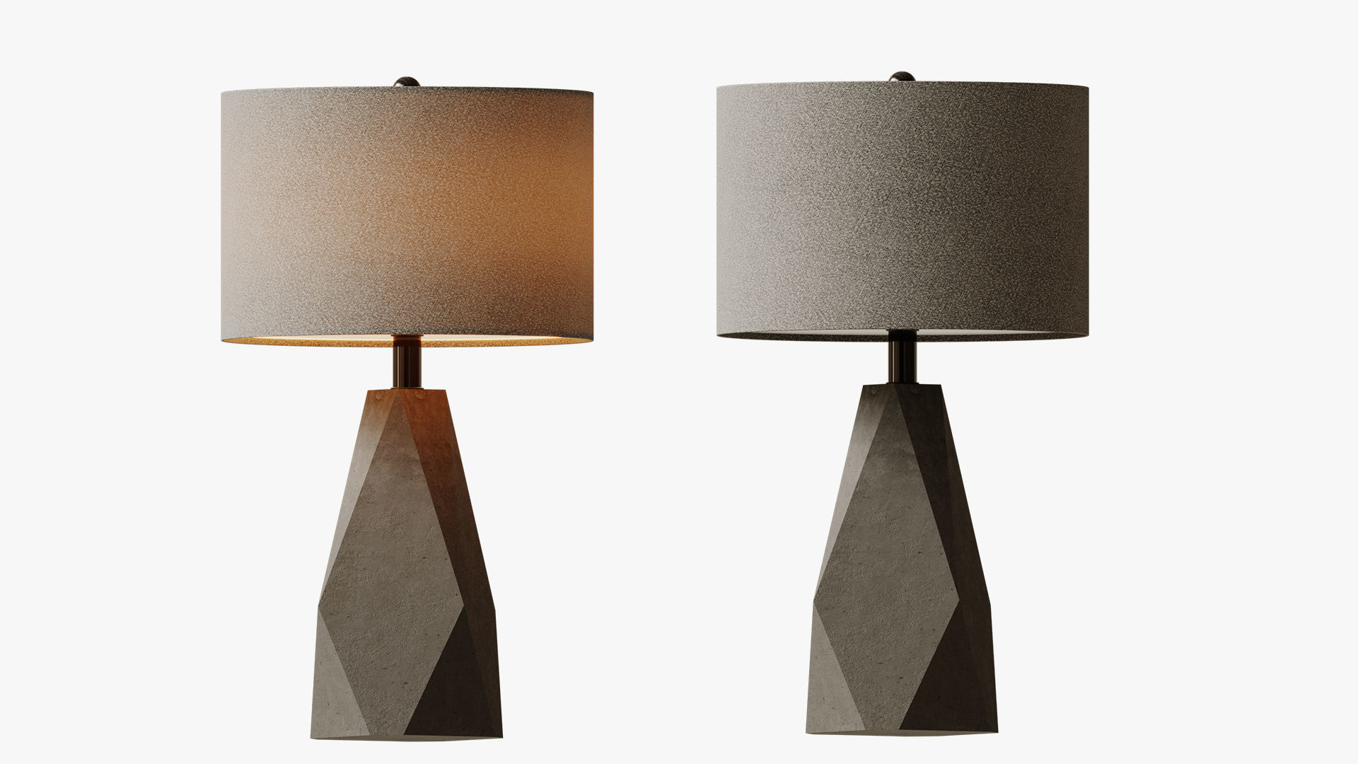 Geometric Gray Faceted Table Lamp 3D model_3