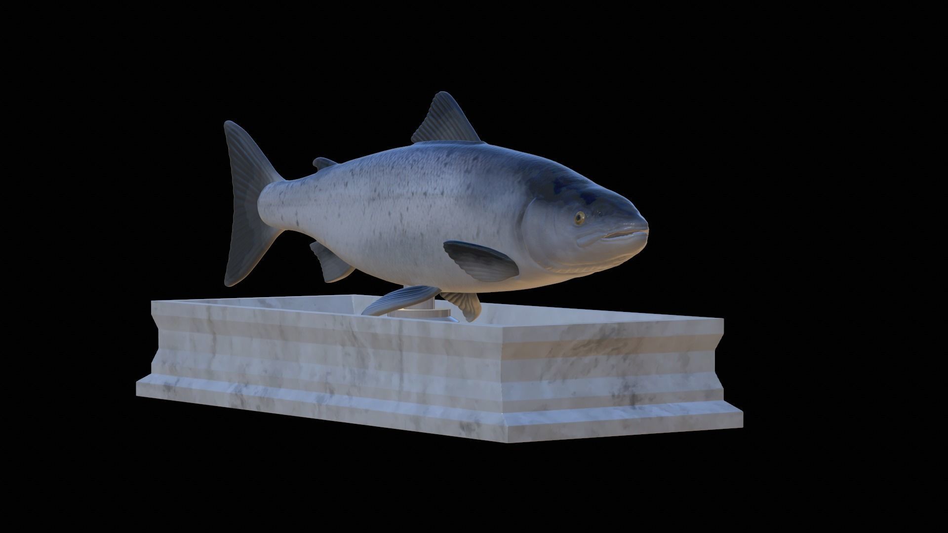 Atlantic salmon fish statue detailed texture  3D print model_29