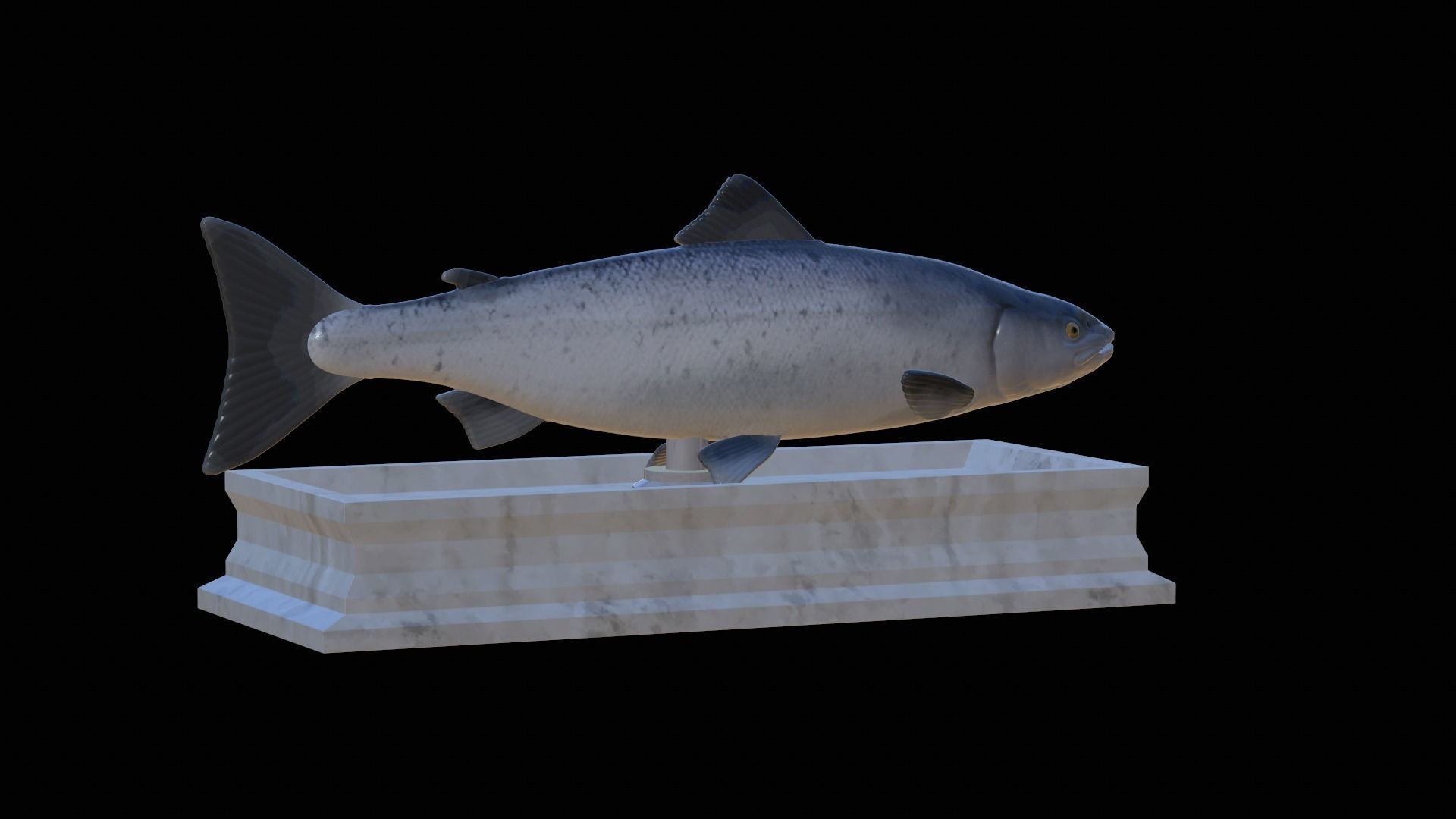 Atlantic salmon fish statue detailed texture  3D print model_2
