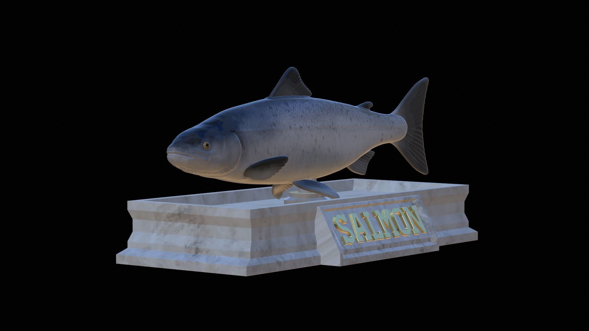 Atlantic salmon fish statue detailed texture  3D print model_26