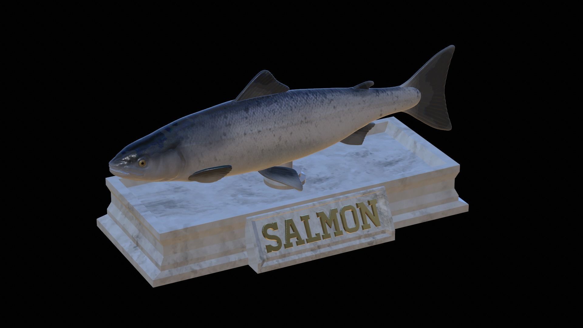 Atlantic salmon fish statue detailed texture  3D print model_10