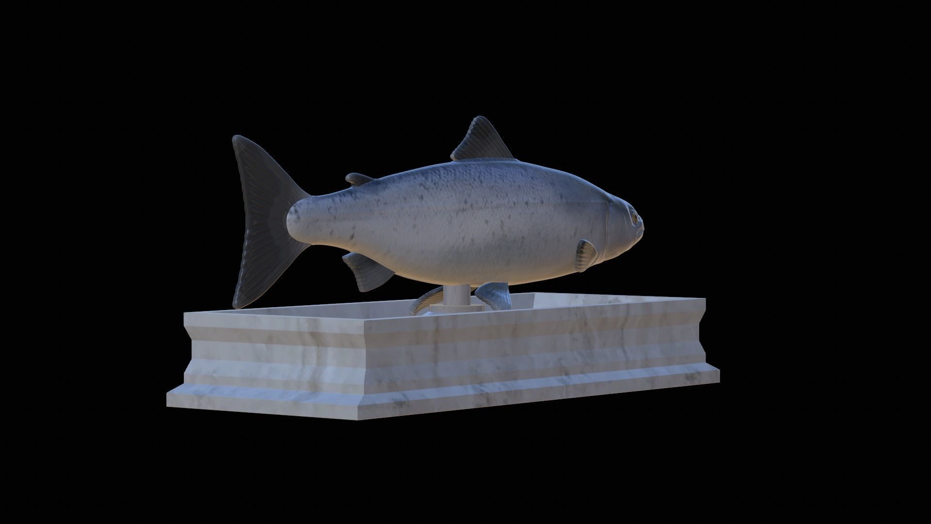Atlantic salmon fish statue detailed texture  3D print model_3