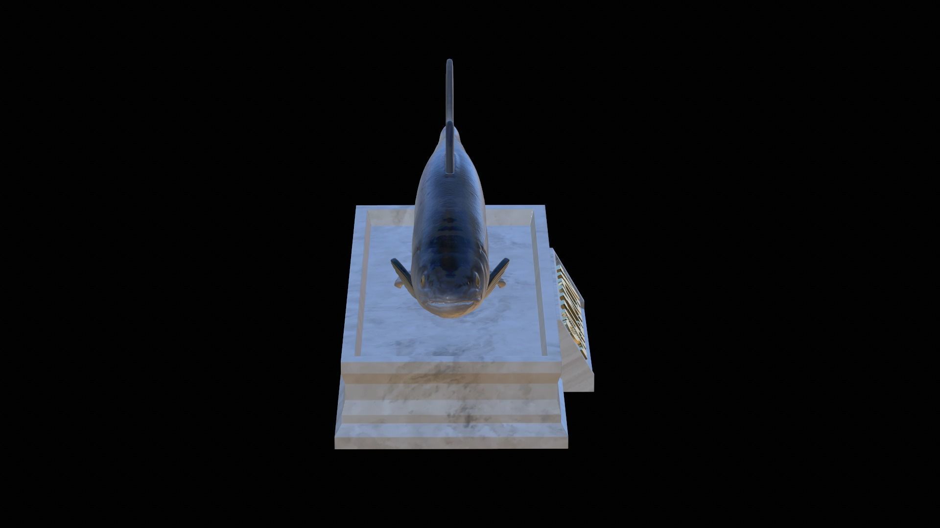 Atlantic salmon fish statue detailed texture  3D print model_12