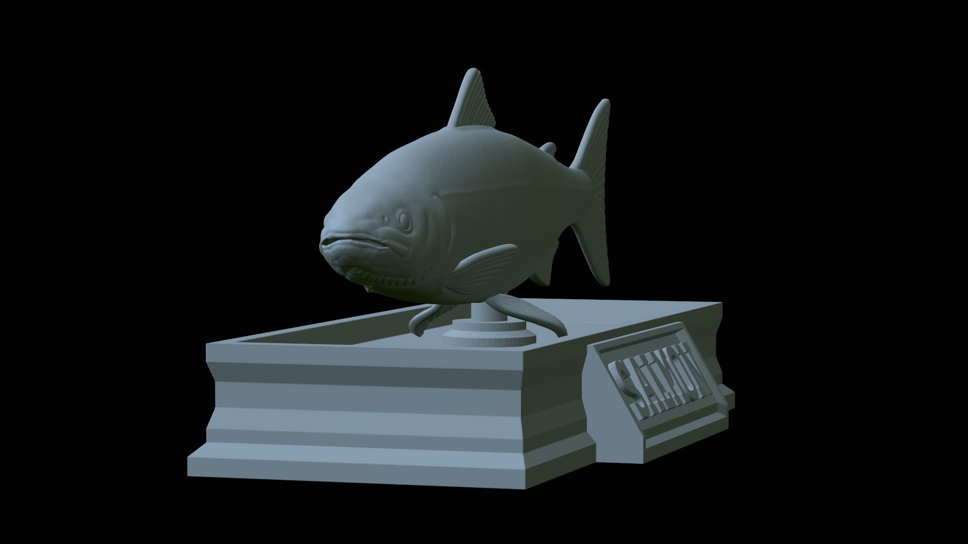 Atlantic salmon fish statue detailed texture  3D print model_15