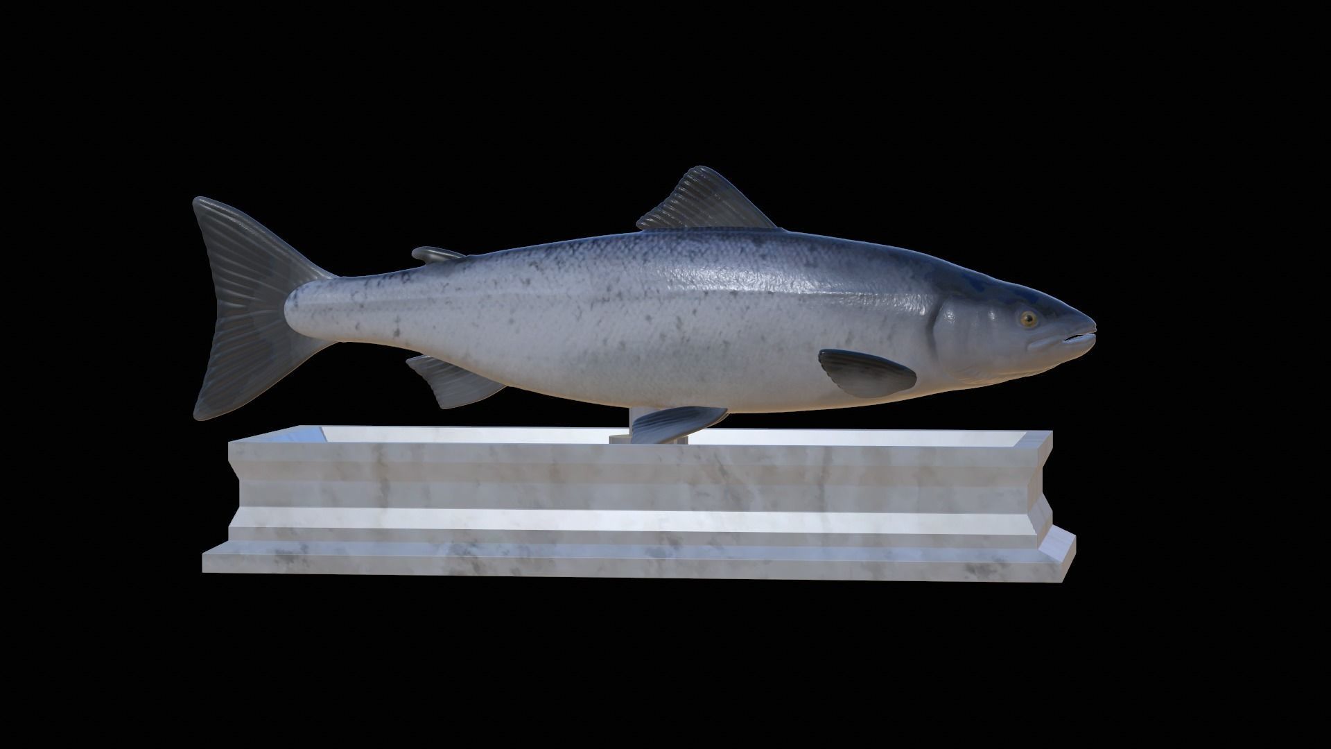 Atlantic salmon fish statue detailed texture  3D print model_1