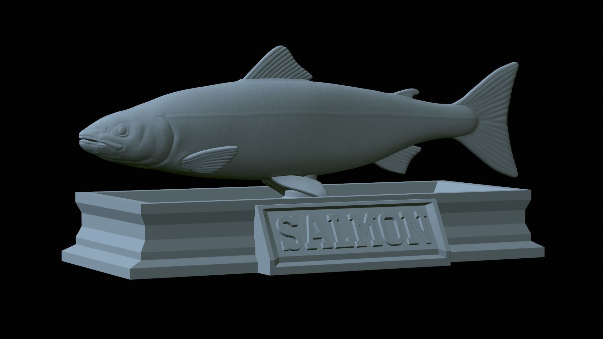 Atlantic salmon fish statue detailed texture  3D print model_13