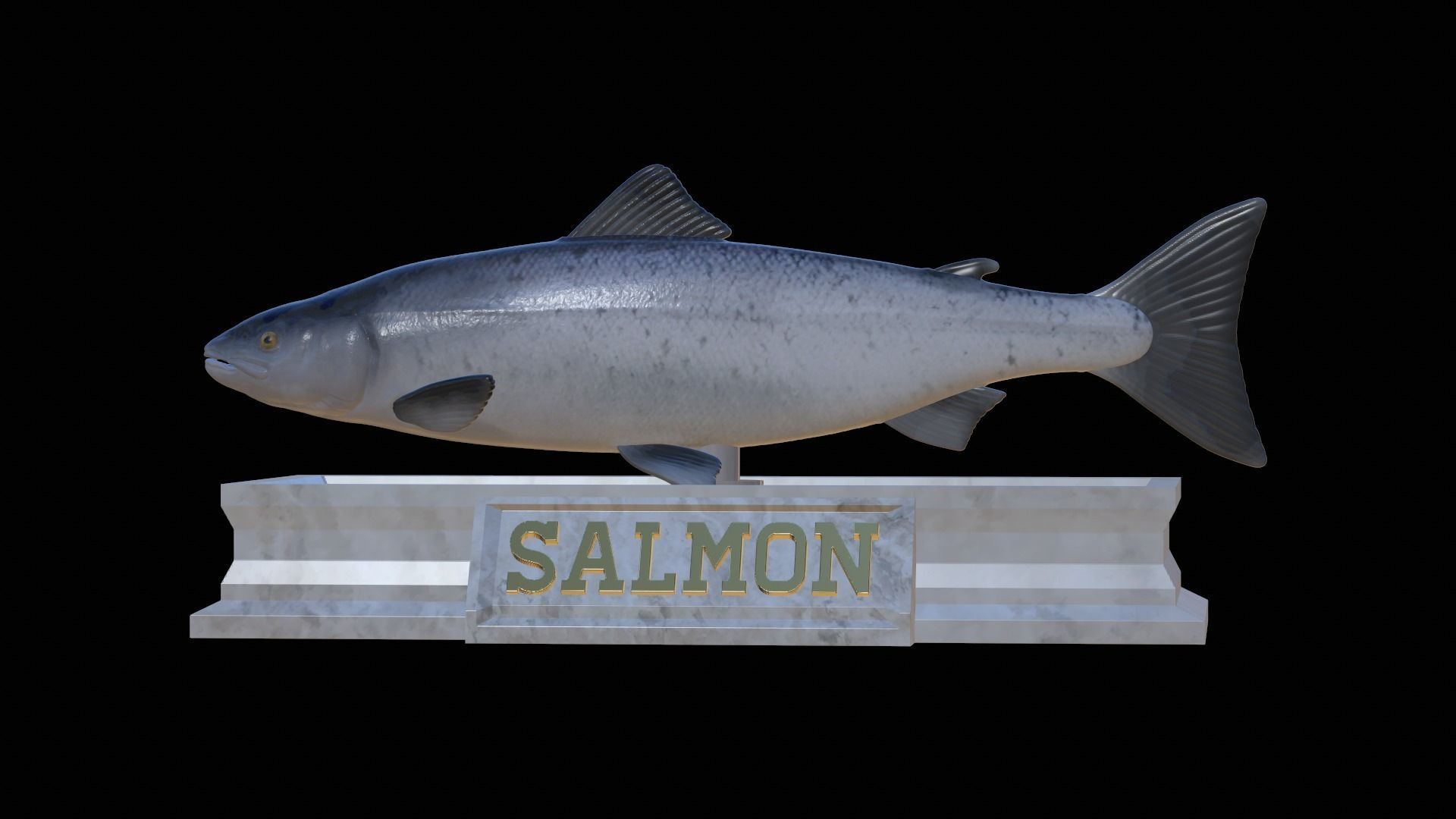 Atlantic salmon fish statue detailed texture  3D print model_9