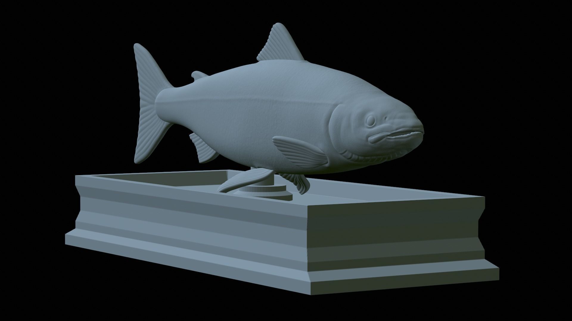 Atlantic salmon fish statue detailed texture  3D print model_16