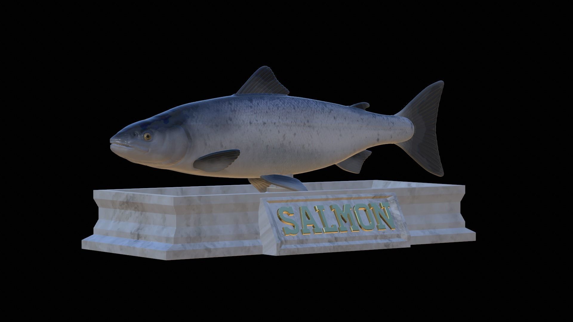 Atlantic salmon fish statue detailed texture  3D print model_25