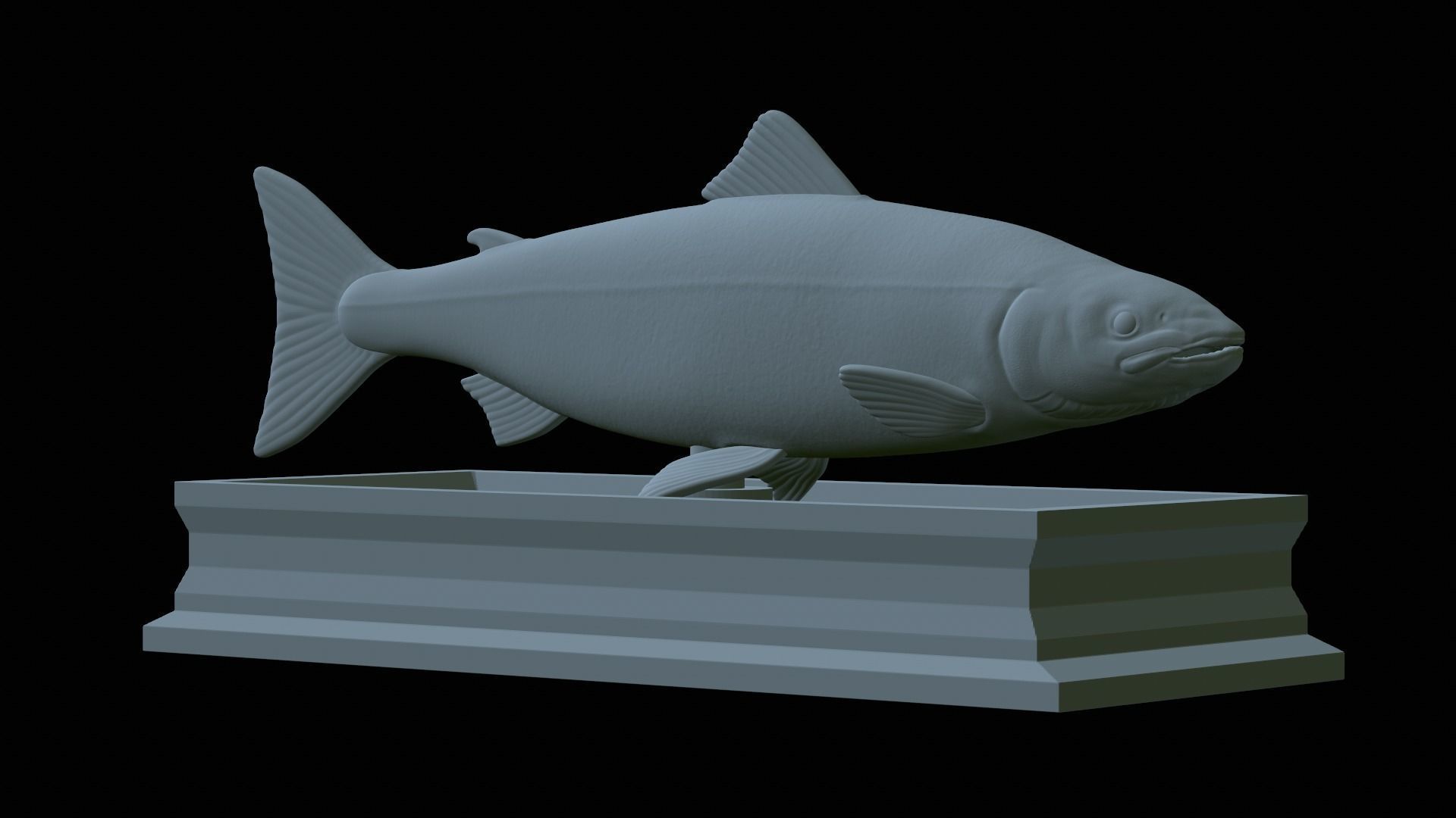 Atlantic salmon fish statue detailed texture  3D print model_17