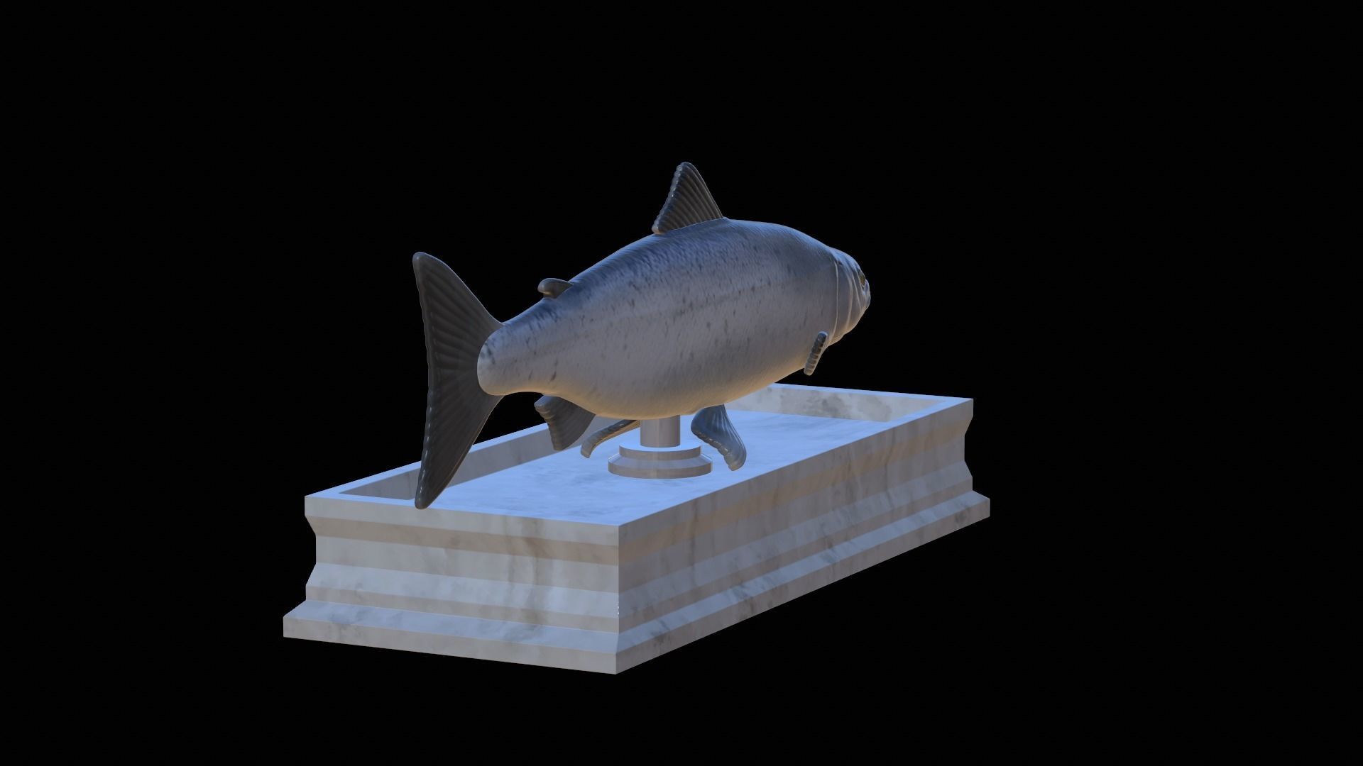 Atlantic salmon fish statue detailed texture  3D print model_4