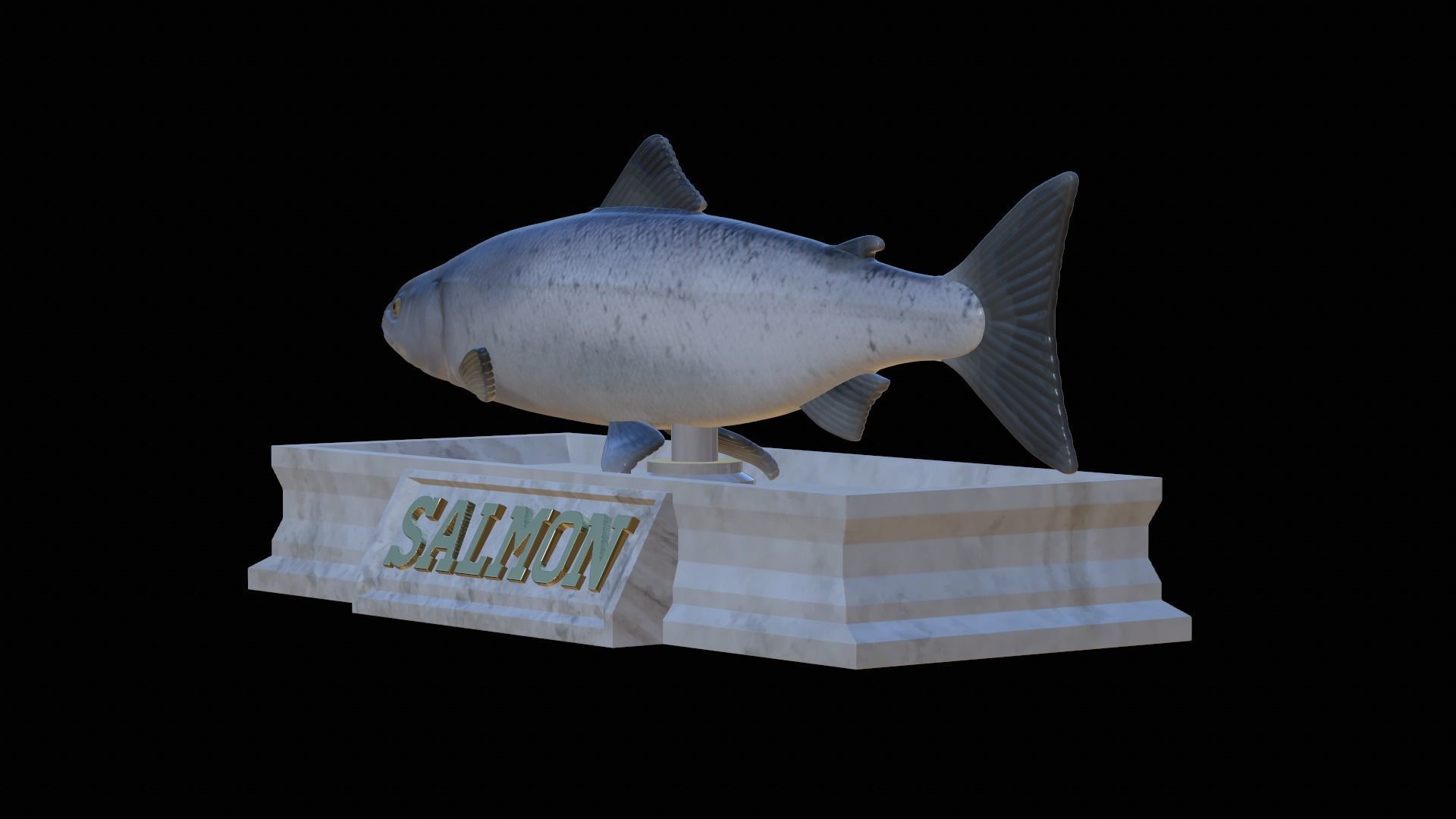Atlantic salmon fish statue detailed texture  3D print model_7