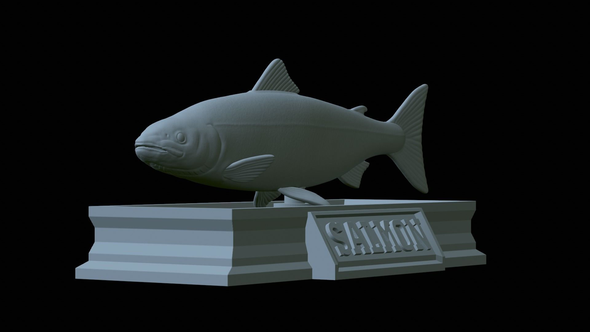 Atlantic salmon fish statue detailed texture  3D print model_14