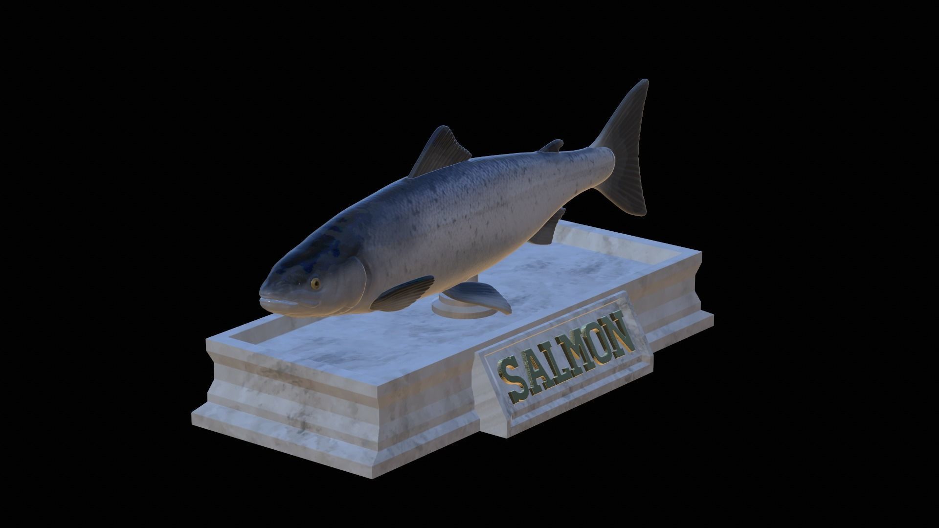 Atlantic salmon fish statue detailed texture  3D print model_11