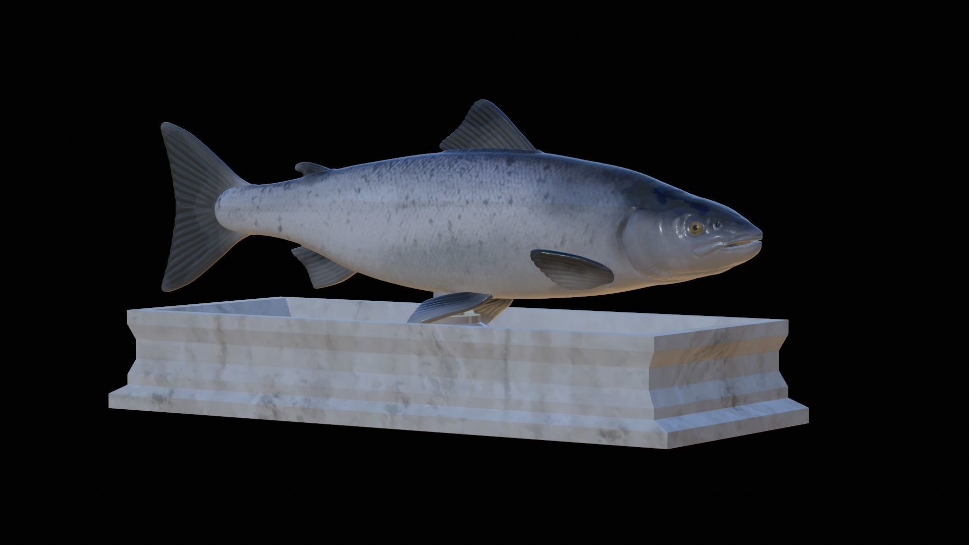 Atlantic salmon fish statue detailed texture  3D print model_30