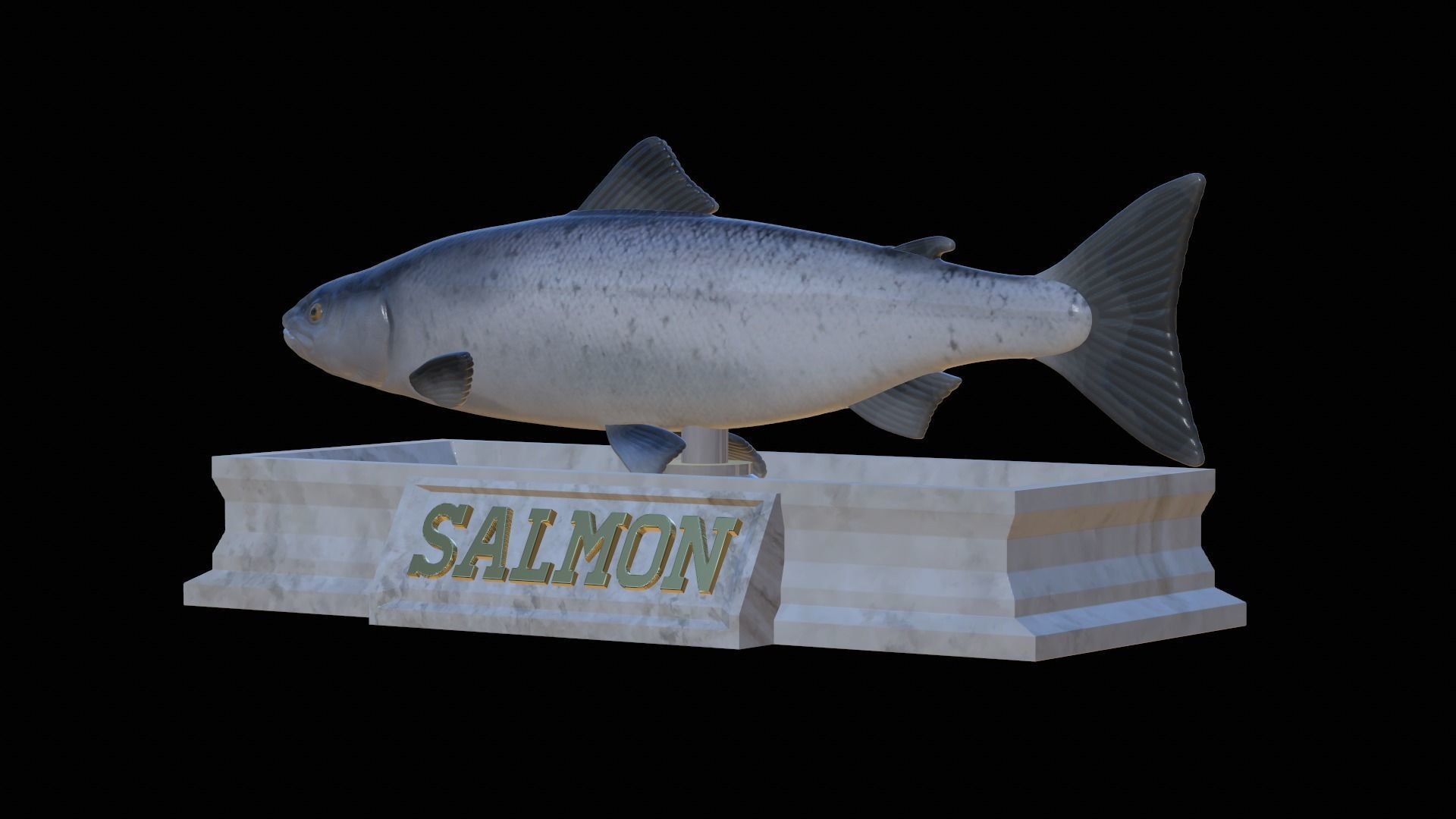 Atlantic salmon fish statue detailed texture  3D print model_8