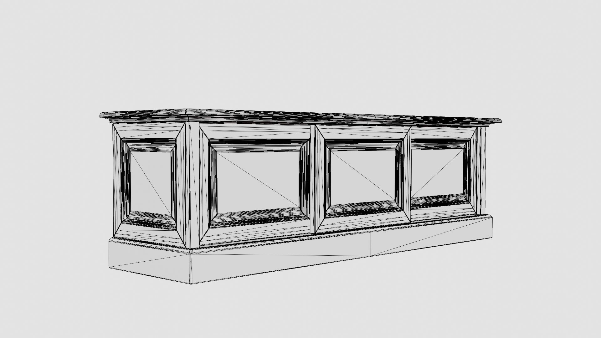 Montauk media bench black Low-poly 3D model_7