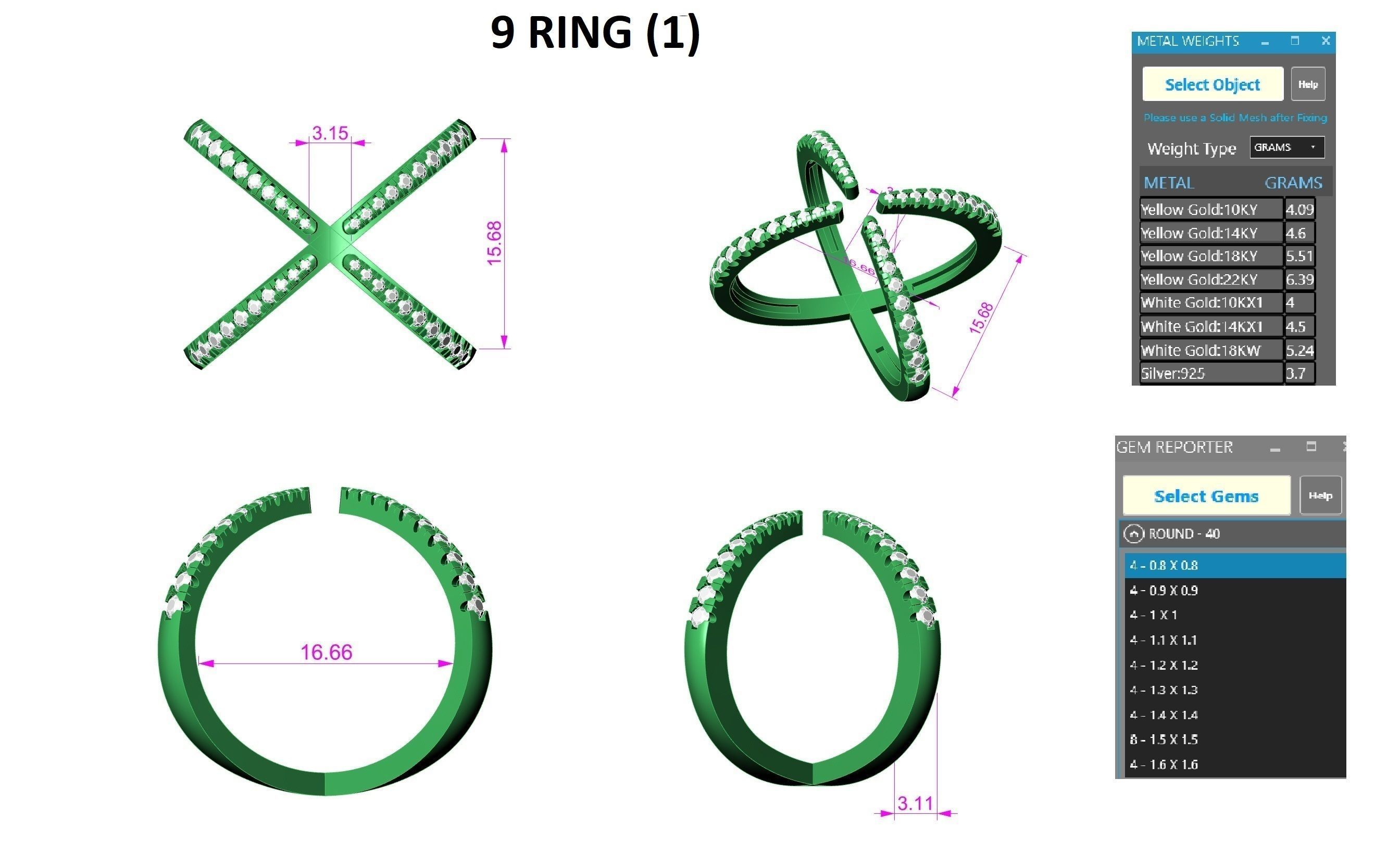 Wire Diamond Ring 3dm stl obj renders details 3D print model_6