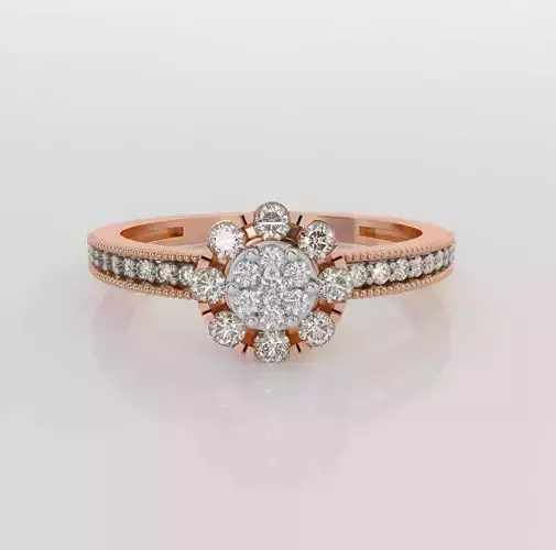 Halo Solitaire Diamond Ring 3dm stl obj renders details