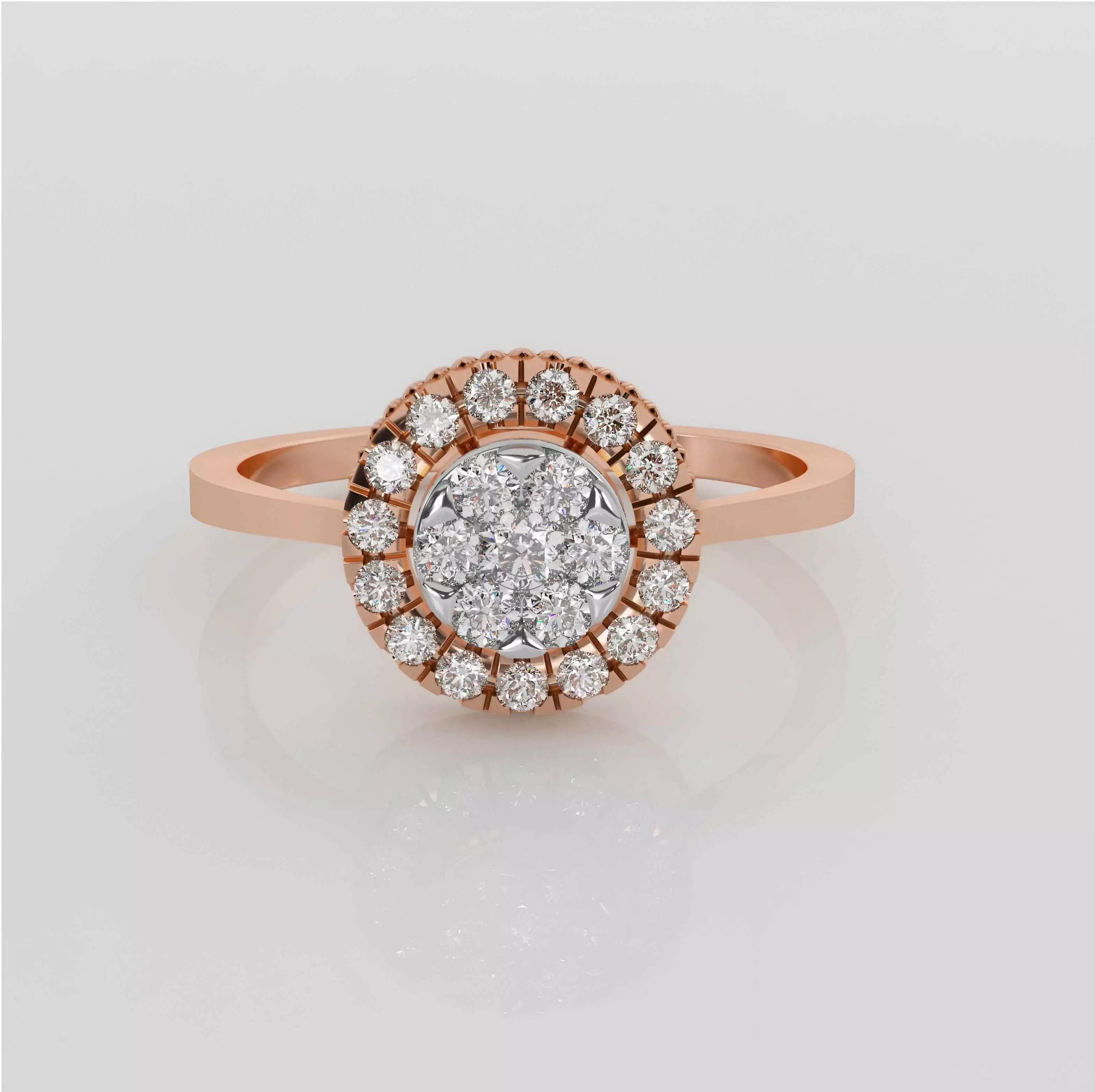 Halo Solitaire Diamond Ring 3dm stl obj renders details 3D print model_0