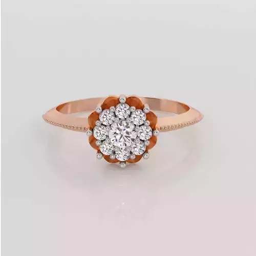Solitaire Flower Diamond Ring 3dm stl obj renders details