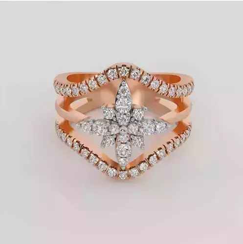 Flower Diamond Ring 3dm stl obj renders details