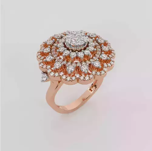 Flower Diamond Ring 3dm stl obj renders details