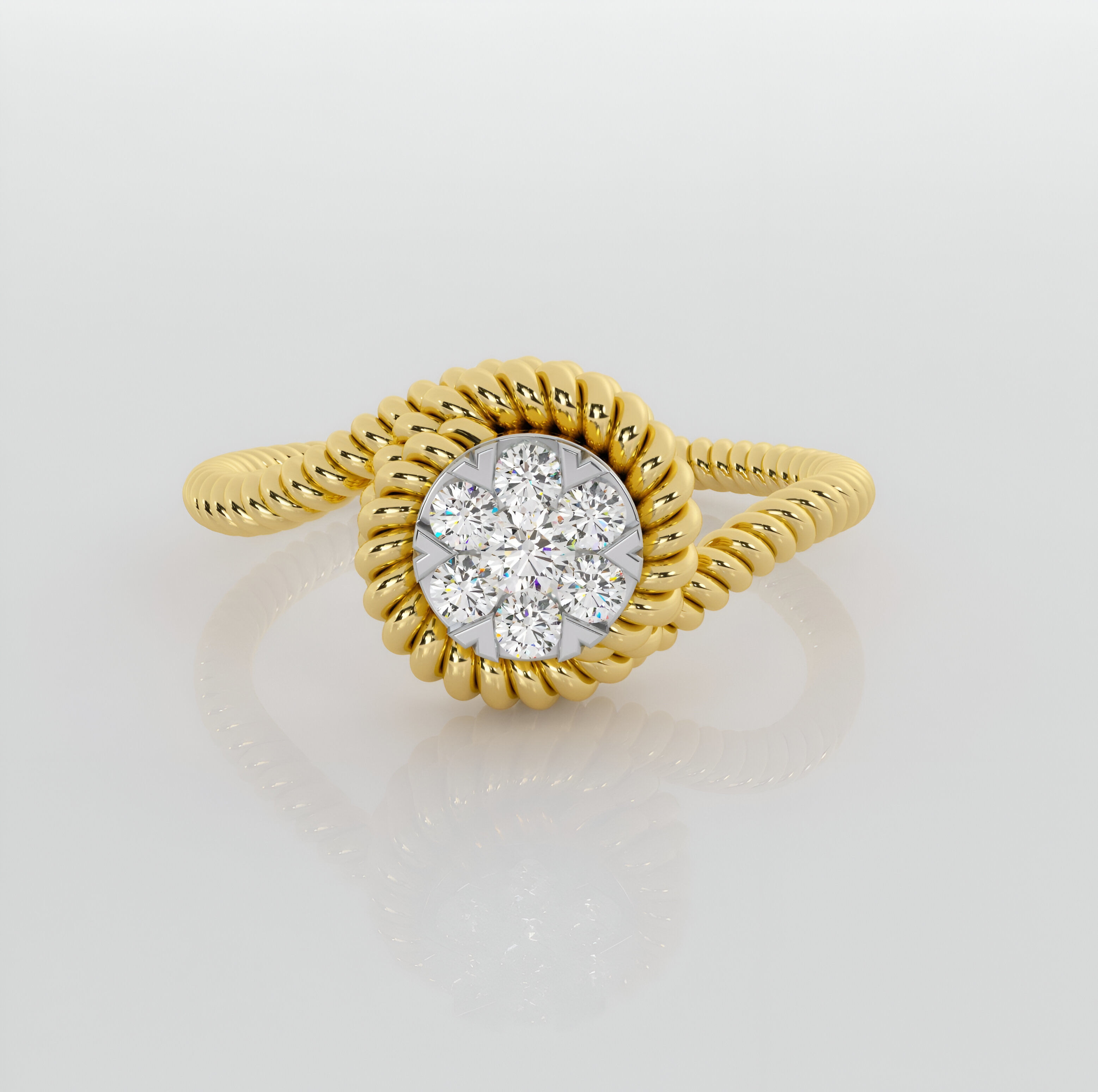 Rope Halo Diamond Ring 3dm stl obj renders details 3D print model_1