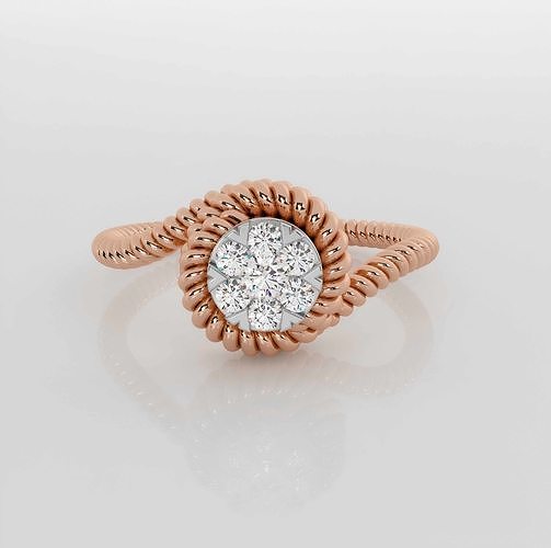 Rope Halo Diamond Ring 3dm stl obj renders details 3D print model