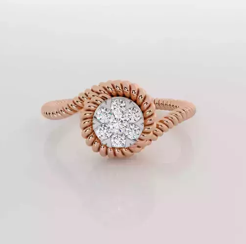 Rope Halo Diamond Ring 3dm stl obj renders details