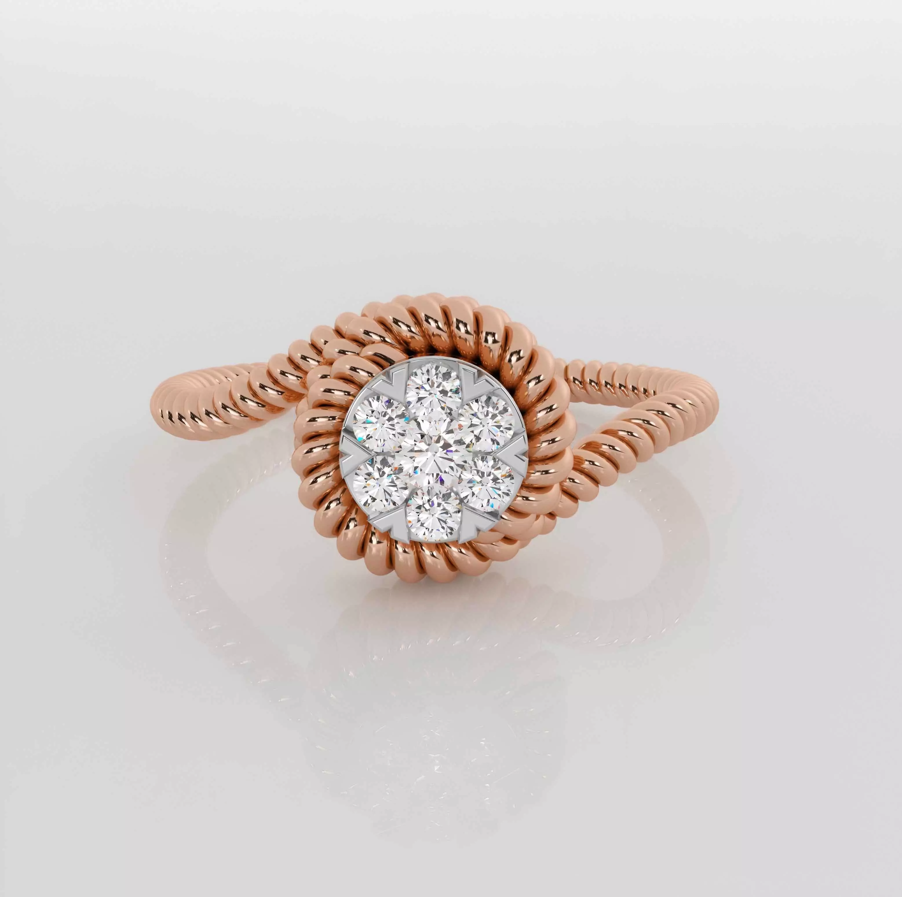 Rope Halo Diamond Ring 3dm stl obj renders details 3D print model_0