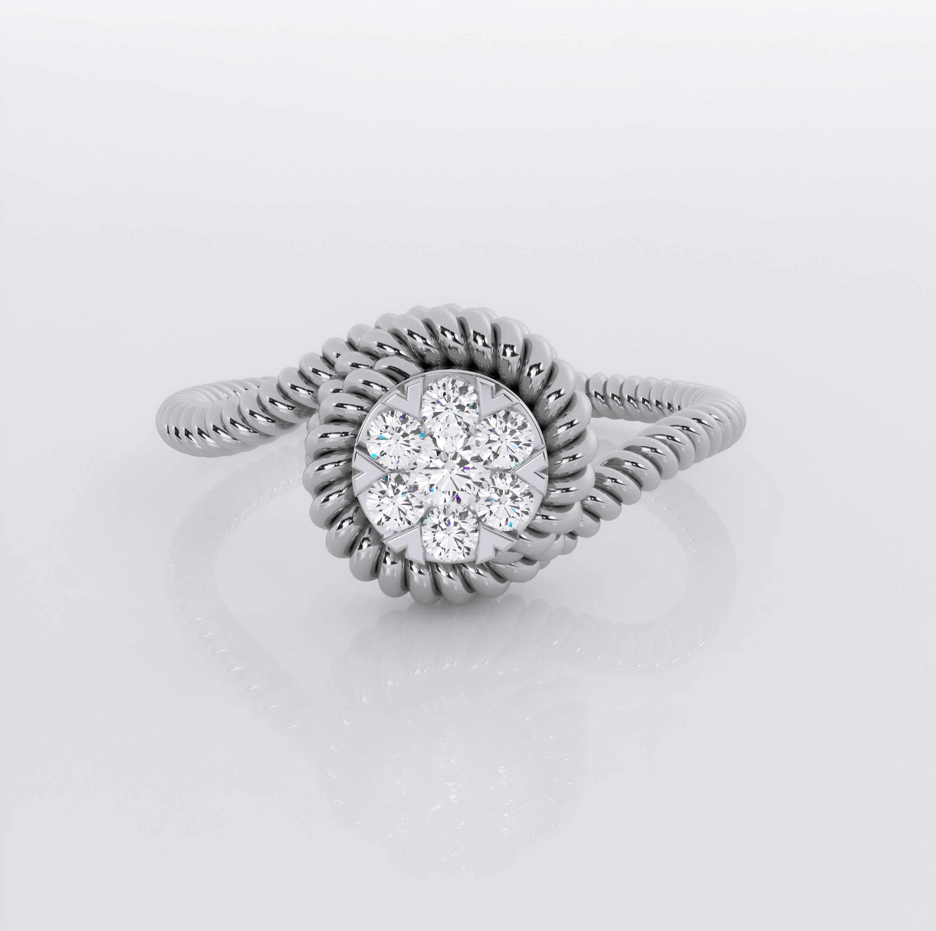 Rope Halo Diamond Ring 3dm stl obj renders details 3D print model_2