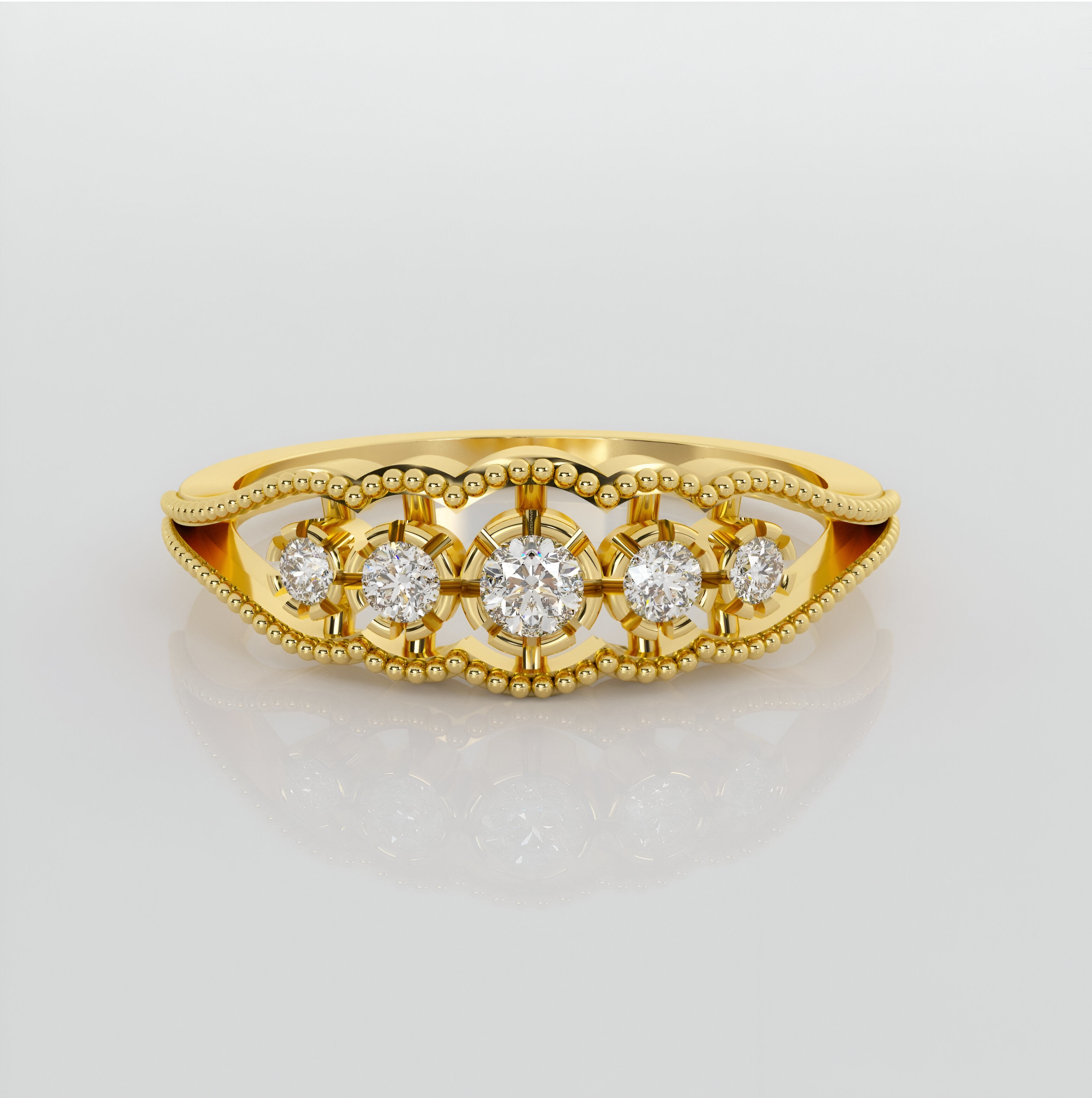 Five Star Diamonds Ring 3dm stl obj renders details 3D print model_1
