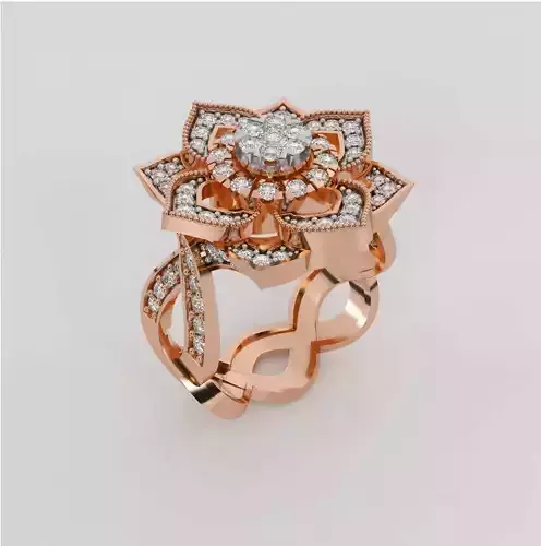 Flower Diamond Ring 3dm stl obj renders details