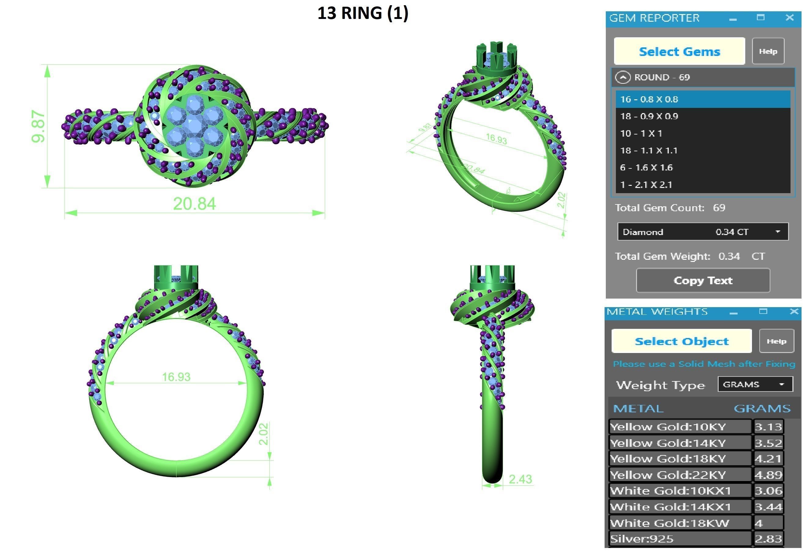 Diamond Ring 3dm stl obj renders details 3D print model_3
