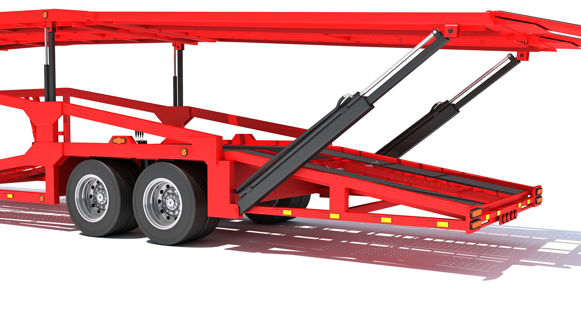Car Hauler Transporter Trailer Semi Truck 3D model_15