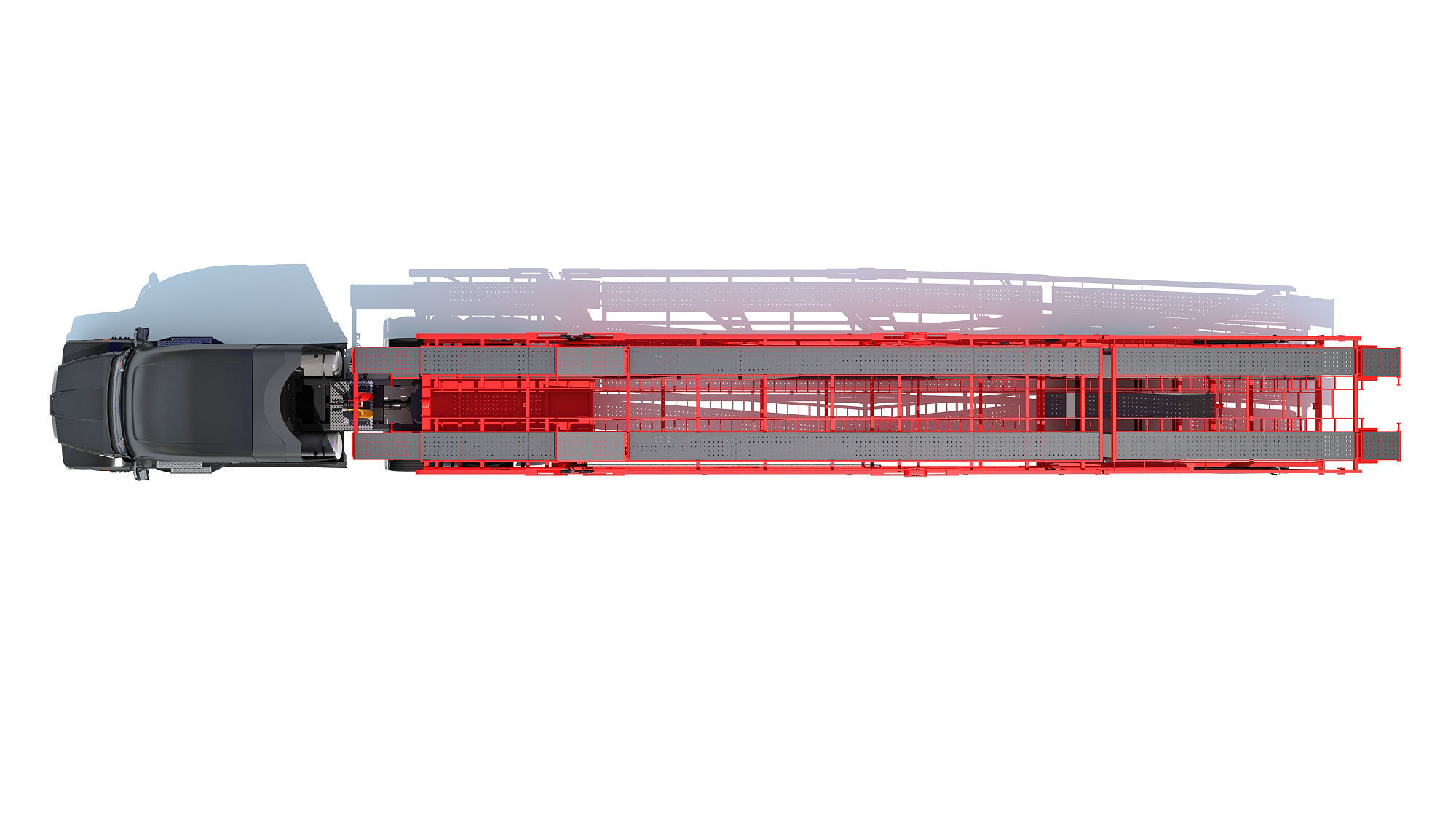 Car Hauler Transporter Trailer Semi Truck 3D model_9