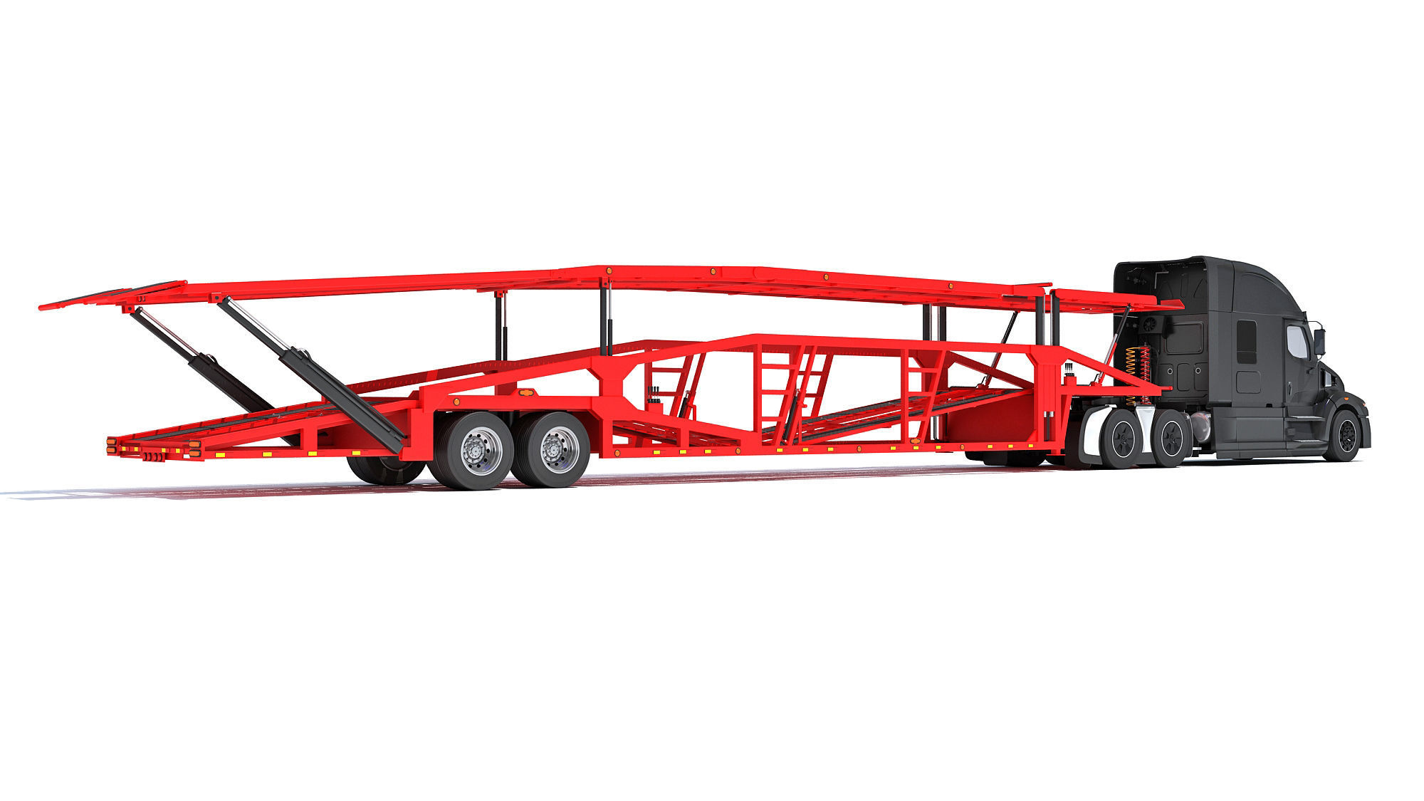 Car Hauler Transporter Trailer Semi Truck 3D model_4
